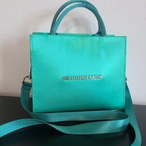 NWOT Brandon Blackwood ESR "End Systemic Racism" Satin Canvas Tote Green